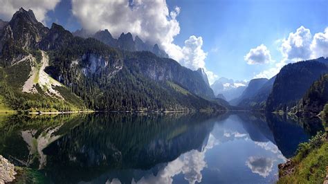 lake, Mountain, Forest, Austria, Reflection, Cliff, Clouds, Water ...