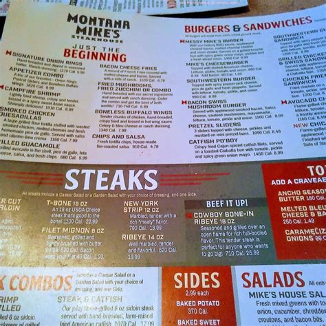 Menu at Montana Mike's Steakhouse, Miami