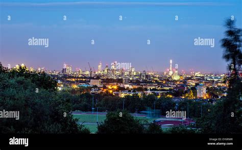 The City Of London At Night From Parliament Hill London UK Stock Photo ...