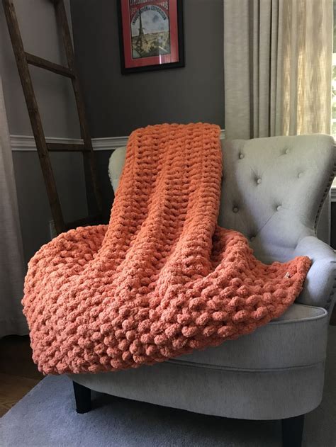 Burnt Orange Blanket - Chunky Knit Throw - Ready To Ship Gifts | Chunky knit blanket, Hand ...