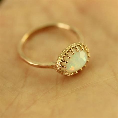 Rose Cut Opal 14K Rose Gold Engagement Ring Gemstone Ring - Etsy