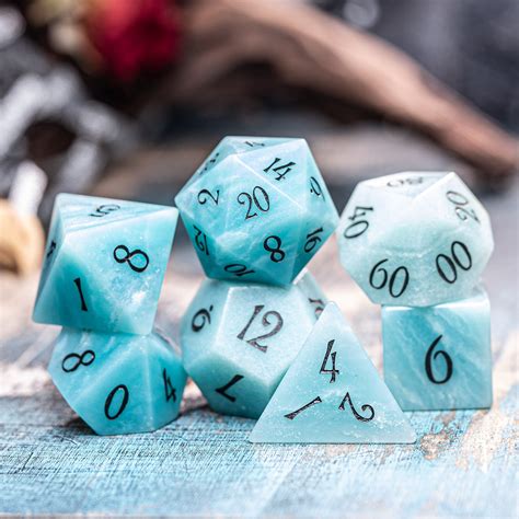 URWizards Dnd Amazonite Engraved Dice Set | Urwizards