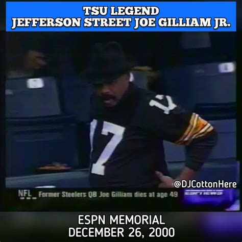 TSU & Pittsburgh Steelers Legend "Jefferson Street" Joe Gilliam Jr ...