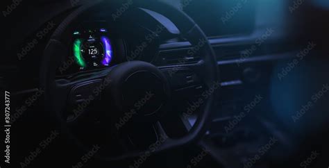 Futuristic car cockpit with hi-tech dashboard UI (3D Illustration) Stock Illustration | Adobe Stock