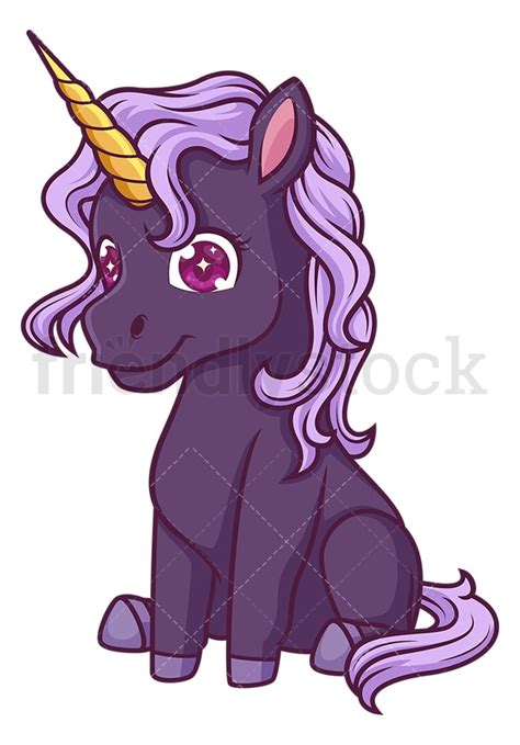 Purple Unicorn Cartoon Clipart Vector - FriendlyStock