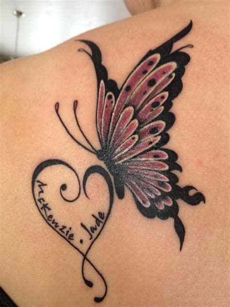 Butterfly heart daughters name tattoo. | Tattoos | Pinterest | Butterfly, Tattoo and Tatting