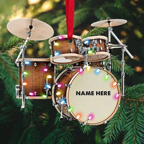 Personalized Drum Kit Acrylic Ornament, Custom Name Drummer Ornament, Drum Christmas Ornament ...