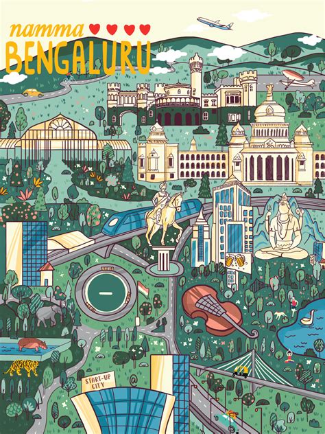 Bangalore map-Project for chumbak on Behance | Map projects, Bangalore city, Map art illustration