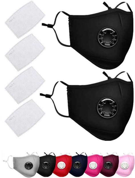 2 Pack PM 2.5 Air Pollution Masks with 4 Air Filter Cotton Sheet Washable Reusable N95 Anti Dust ...