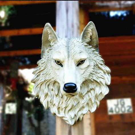 decorative wolf head wall decoration hanging wall animal head resin ...