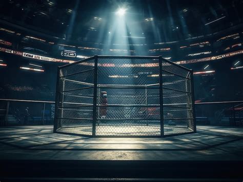 Premium Photo | In the fighting cage Interior view of sport arena Created with Generative AI ...