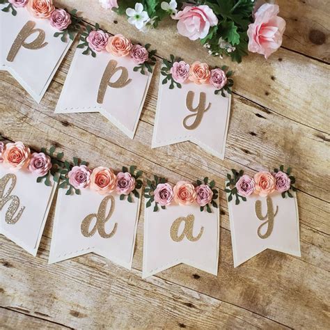 Happy Birthday Floral Banner/ Happy Birthday Banner/ | Etsy