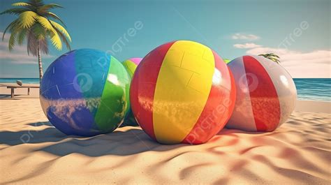 Vibrant 3d Renderings Of Beach Balls Background, Beach Toys, Beach Ball, Pool Ball Background ...