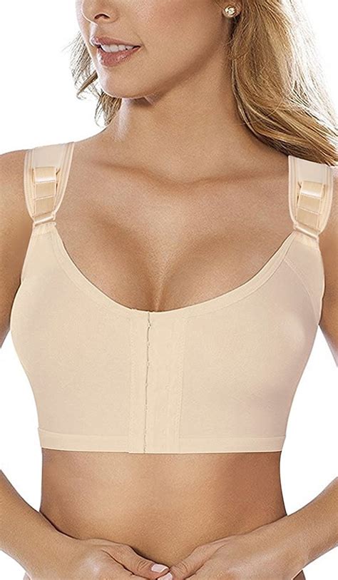 Camellias - Women's Full Coverage Post-Surgical Front Closure Sports Bra With Adjustable ...