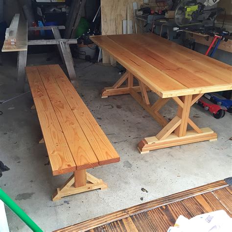 X Base Farmhouse Table with Bench | Ana White