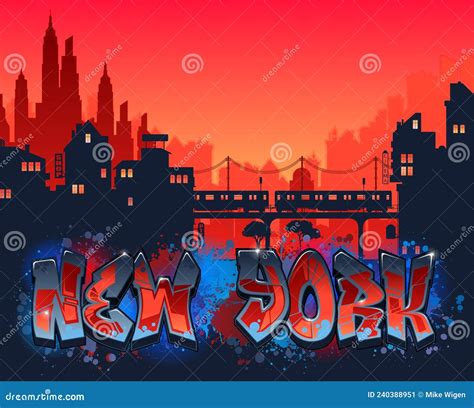 New York City Graffiti Art Scene Illustration Stock Vector ...