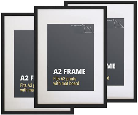 Set 3 A2 Black Picture Frames