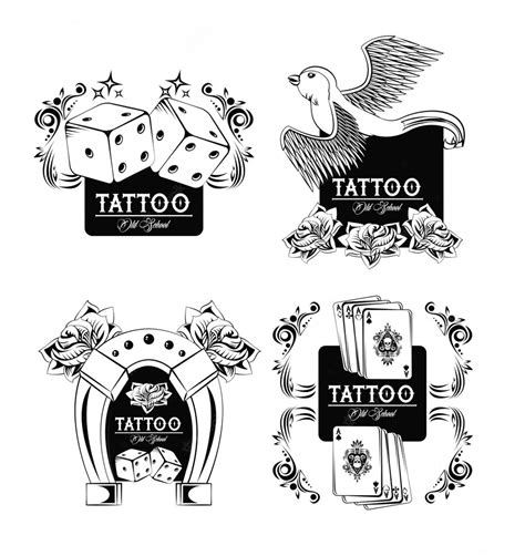 Premium Vector | Set of tattoo design emblems collection