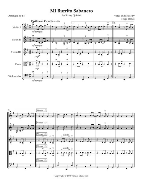 El Burrito Sabanero (mi Burrito Sabanero) (arr. YT) Sheet Music | Hugo ...