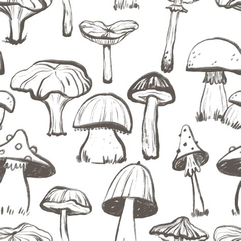 Premium Vector | Seamless doodle pattern with mushroom illustration ...