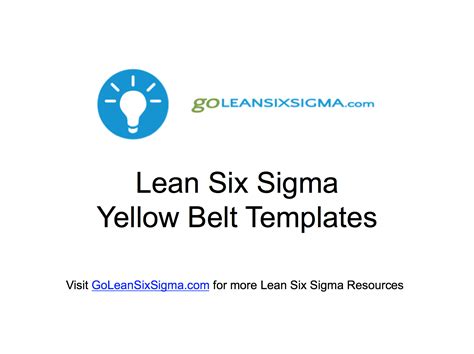 Lean Six Sigma Yellow Belt Templates - GoLeanSixSigma.com (GLSS)