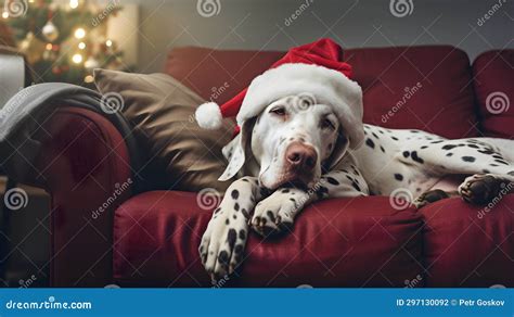 Dog in Santa Claus hat. stock photo. Image of festive - 297130092