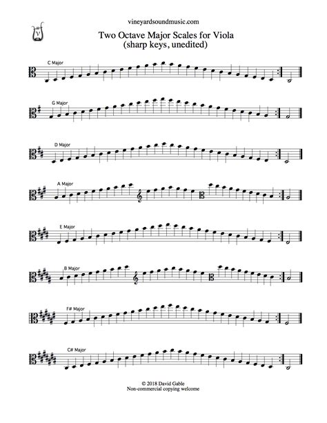 Viola, Major Scales, two octaves, sharp keys and C – Vineyard Sound Music