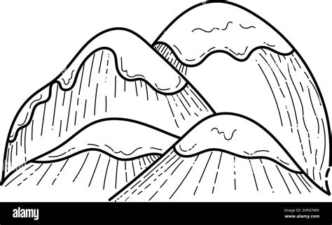 Mountain peaks hand-drawn elements in doodle style. Illustration for ...