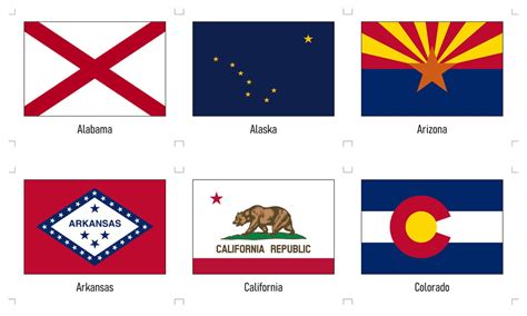 Printable, High-Resolution 50 U.S. State Flags With Names And Crop ...