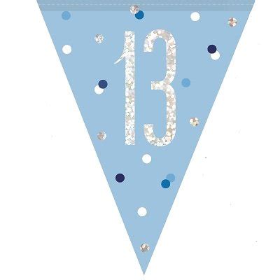 Happy 13th Birthday Flag Banner Glitz Blue – Ideal Gifts And Parties