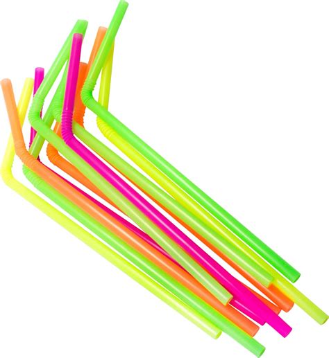 Amazon.com: Jacent Flexible Disposable Drinking Straws, Bendable Plastic Neon Straws: 125 Count ...