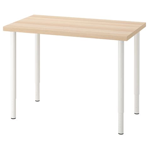 LINNMON / OLOV desk, white stained oak effect/white, 100x60 cm - IKEA