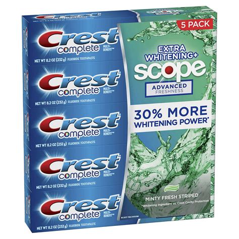 Crest Complete Extra Whitening + Scope Advanced Toothpaste 8.2oz (232g ...