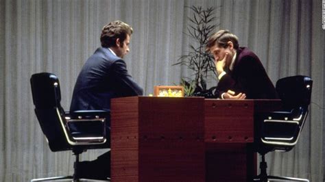 Bobby Fischer and Boris Spassky play their final chess match in Reykjavik, Iceland on August 31 ...