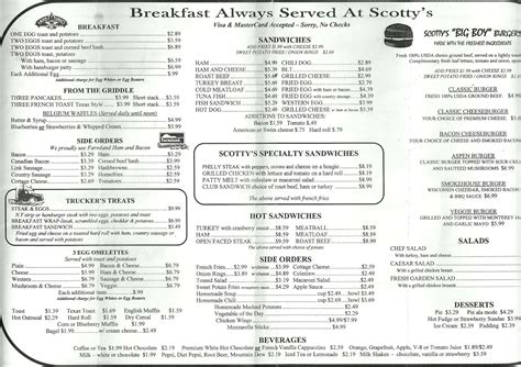 Scotty's Restaurant menu, Menu restauracji Scotty's Restaurant, Gansevoort, Albany - Urbanspoon ...