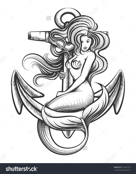 Beauty Long Haired Siren Mermaid On Stock Vector (Royalty Free) 517837723 | Shutterstock ...