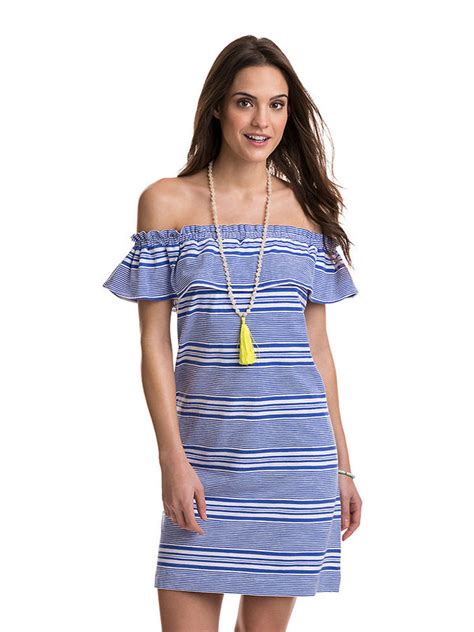 Vineyard Vines Women's Striped Off The Shoulder Dress - Saint Bernard