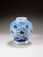 A blue and white 'lotus' hexagonal vase, Ming dynasty, 16th century ...