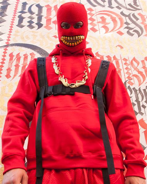 ZEF2DEATH Red Ski Mask With Gold Teeth Zipper Mouth Zefstyle - Etsy