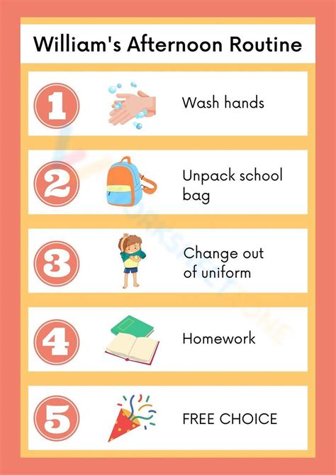 Afternoon Routine Checklist Worksheet