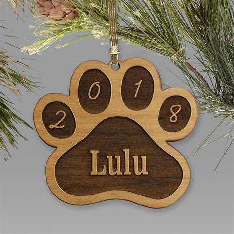 Personalized Paw Print Wooden Holiday Ornament | GiftsForYouNow