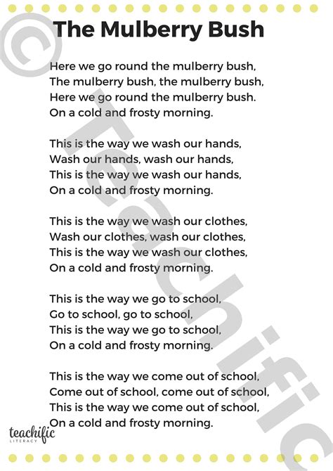 Poem: The Mulberry Bush - Action Rhyme | Teachific