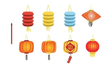 Vector set of Chinese New Year lanterns clipart. Simple colorful ...