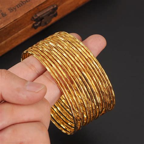 5 PCS dubai gold bangle 2.6 inchesEthiopian bangle bracelet bangle African Women jewelry Gold ...