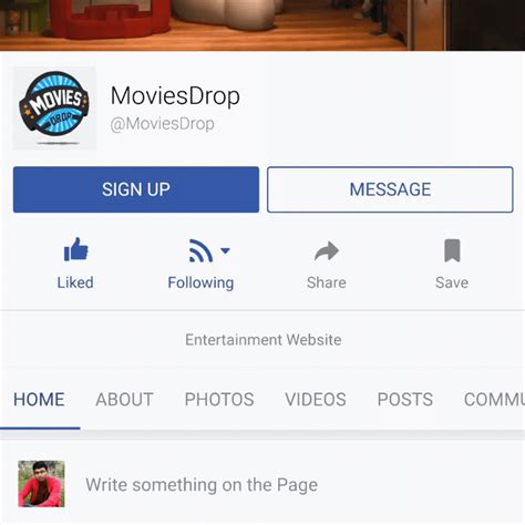 MoviesDrop Facebook Page (Mobile) See First