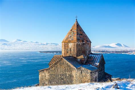 Sevanavank Temple Complex on Lake Sevan in Winter Day Stock Image ...