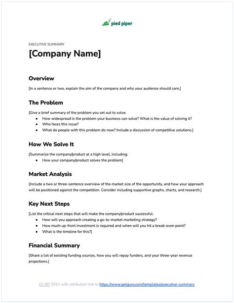 Executive Summary Template Apa Format