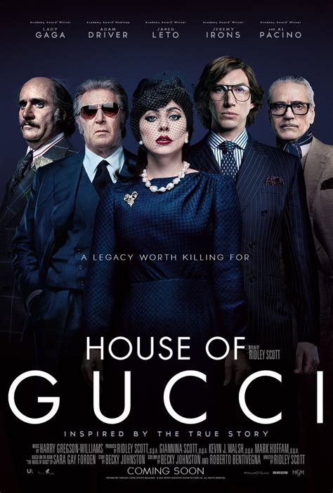 Official Poster for Ridley Scott's 'House Of Gucci', starring Lady Gaga, Adam Driver, and Al ...