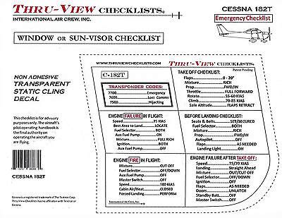 Thru-View Emergency Aviation Checklist - Cessna 182T | eBay