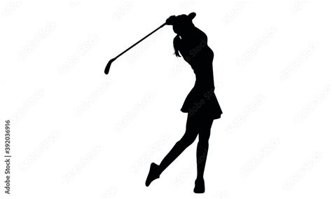 Silhouette Set Of Female Golf Player Stock Vector | Adobe Stock